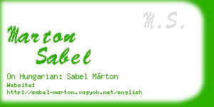 marton sabel business card
